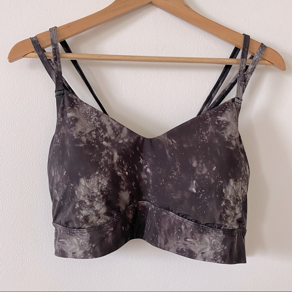 All In Motion Marbled Sports Bra Light Support Strappy XXL Gray Black